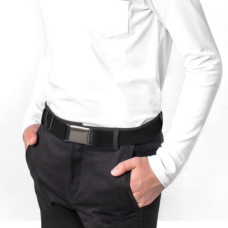 Kajeer Kids Belts 2 Pack for Boys Girls Elastic,Adjustable Silver Square Buckle Boy Toddler Belt for School Uniforms Causal - Image 2